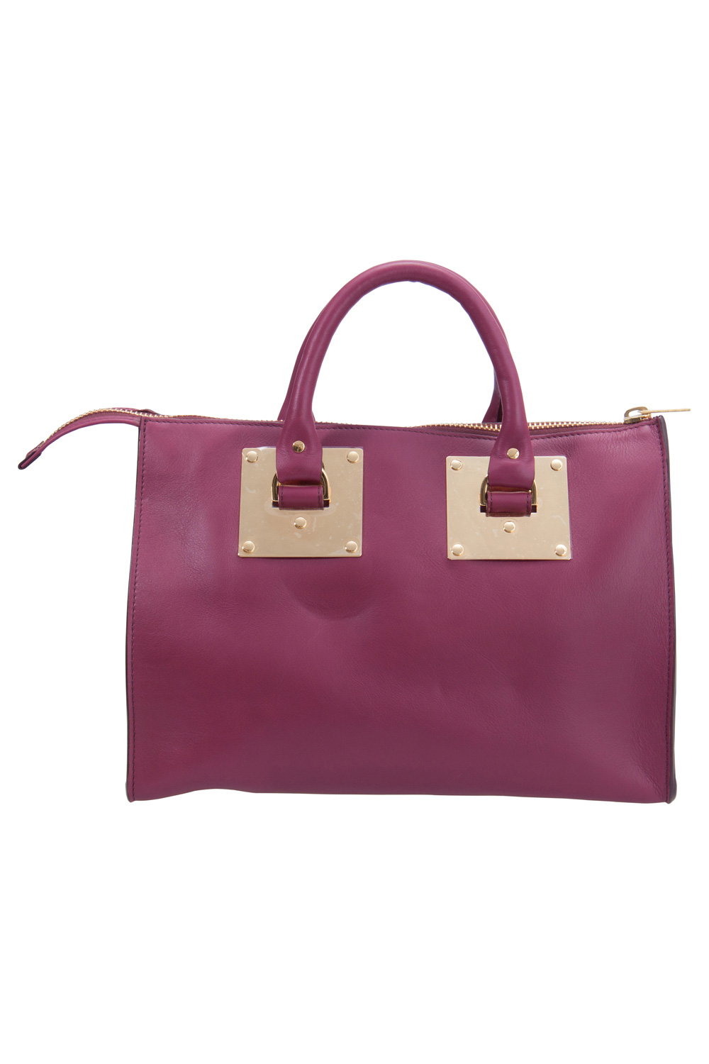 

Sophie Hulme Fuchsia Leather Zip Bowler Bag, Pink
