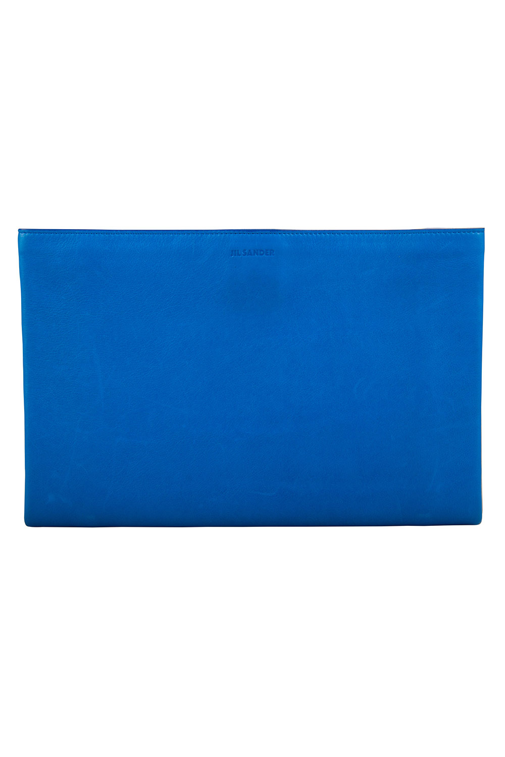 

Jil Sander Blue/White Leather Triple Color Block Clutch