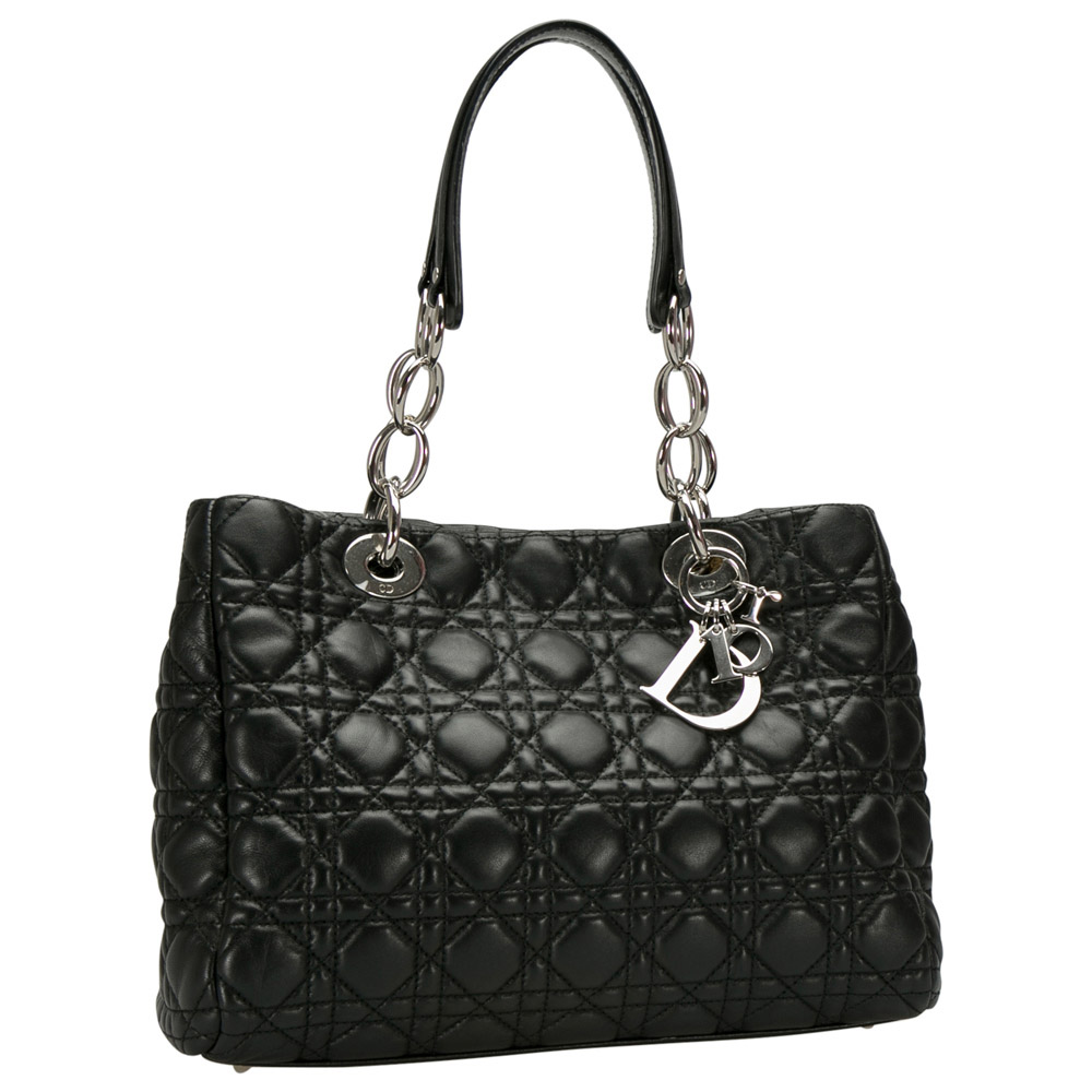 

Dior Black Cannage Leather  Soft Lady Dior Shopping Tote
