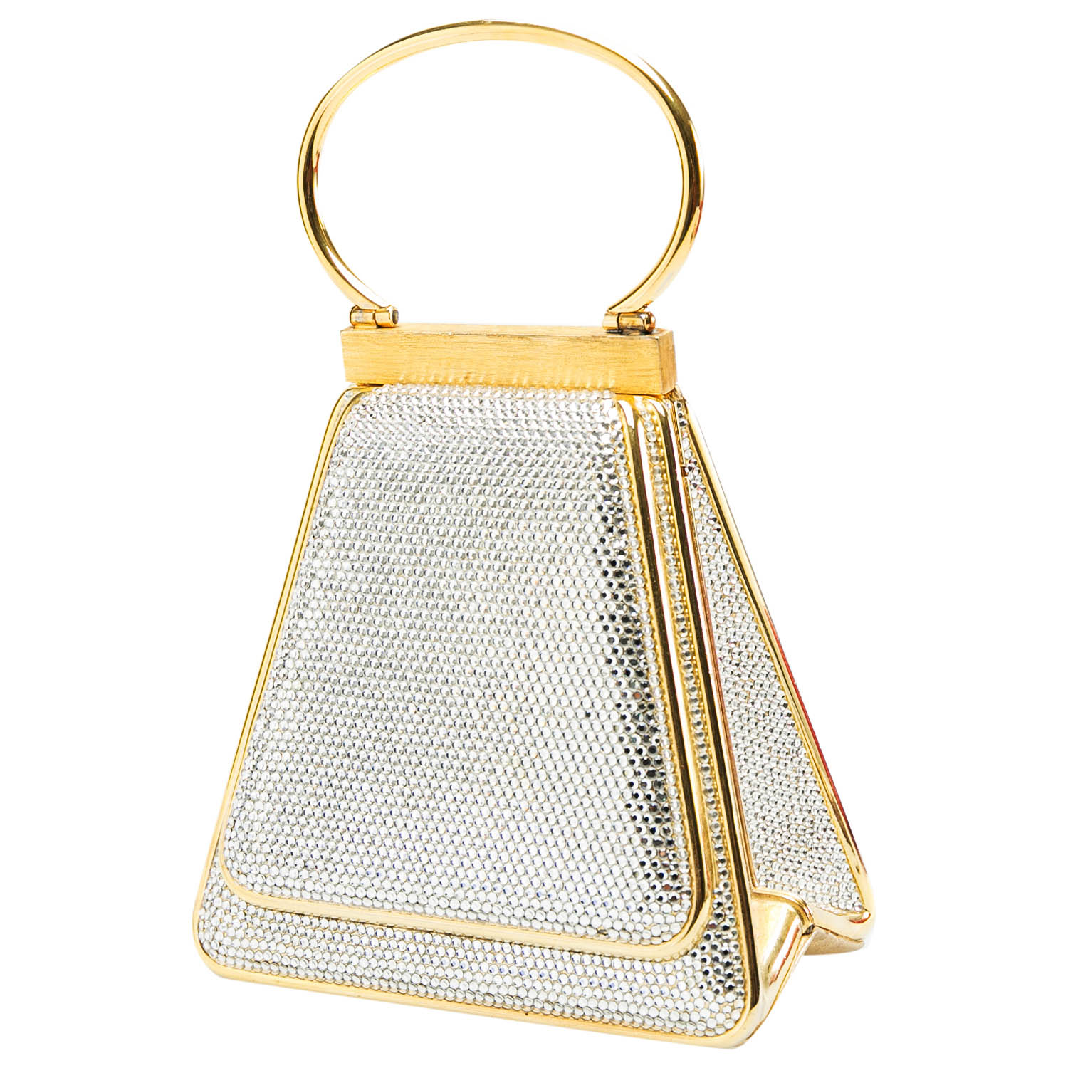 

Judith Leiber Gold Swarovski Crystal Minaudiere Clutch