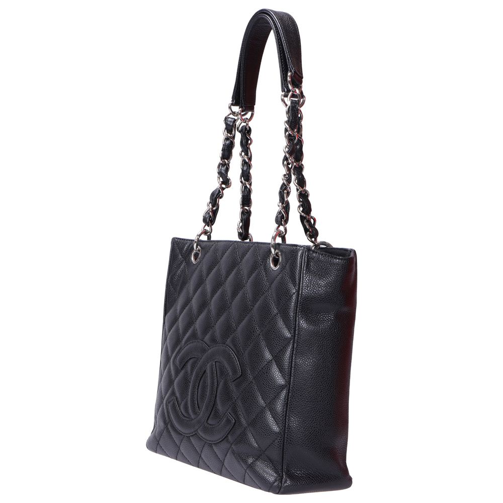 

Chanel Balck Quilted Leather Petite Shopping Tote, Black