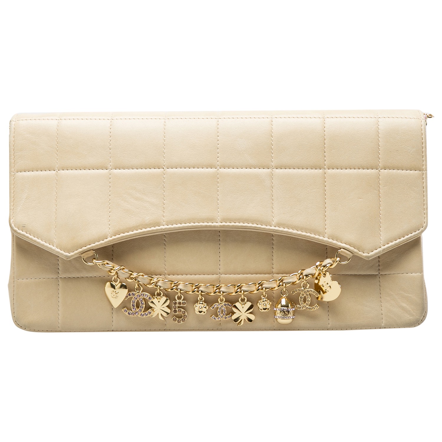 

Chanel Beige Chocolate Bar Leather Lucky Charms Chain Bag