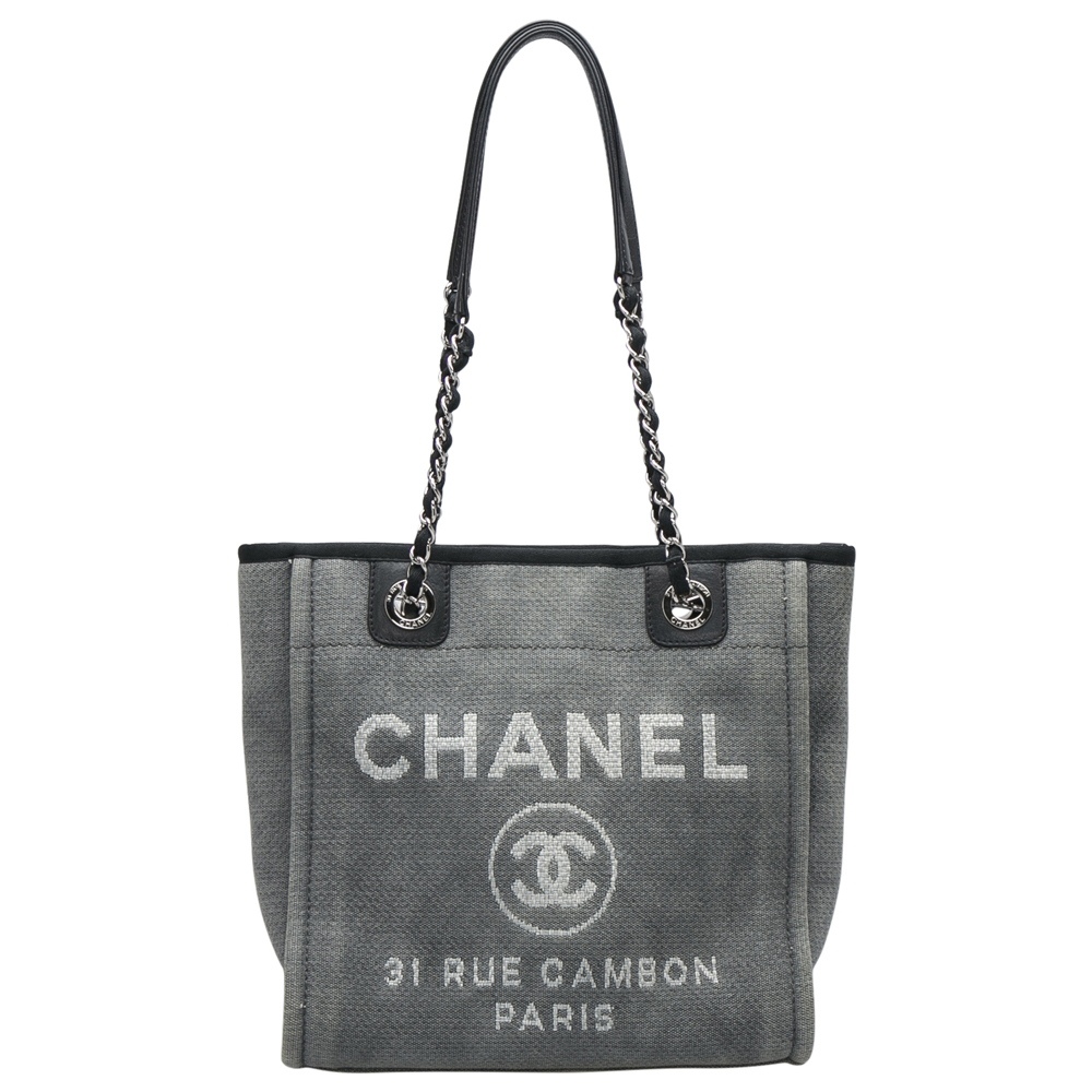 Chanel Grey/Black Canvas and Leather Deauville Tote Chanel | The Luxury ...