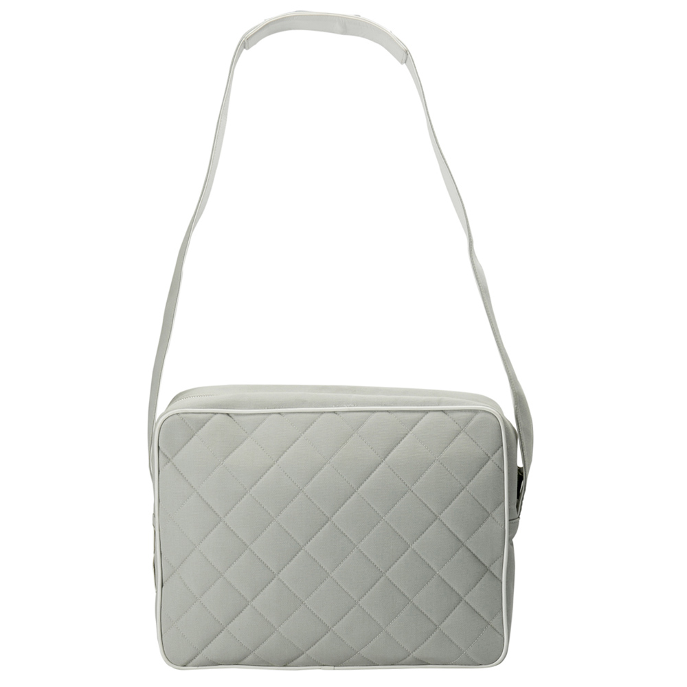 Pre-owned Chanel Light Grey/white Quilted Canvas And Leather