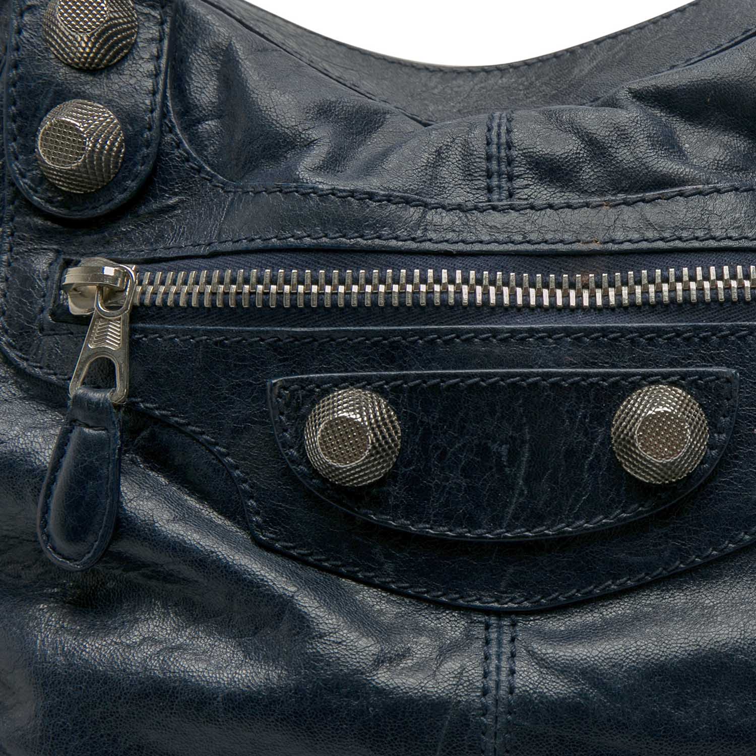 Pre-owned Balenciaga Marine Leather Gsh Brief Tote In Blue