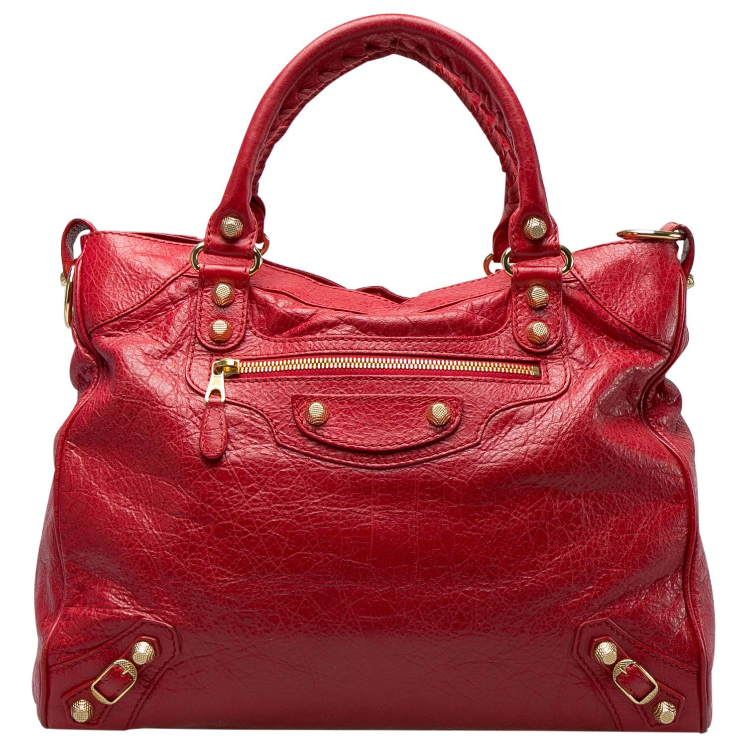 

Balenciaga Sang Leather RH Town Tote, Red