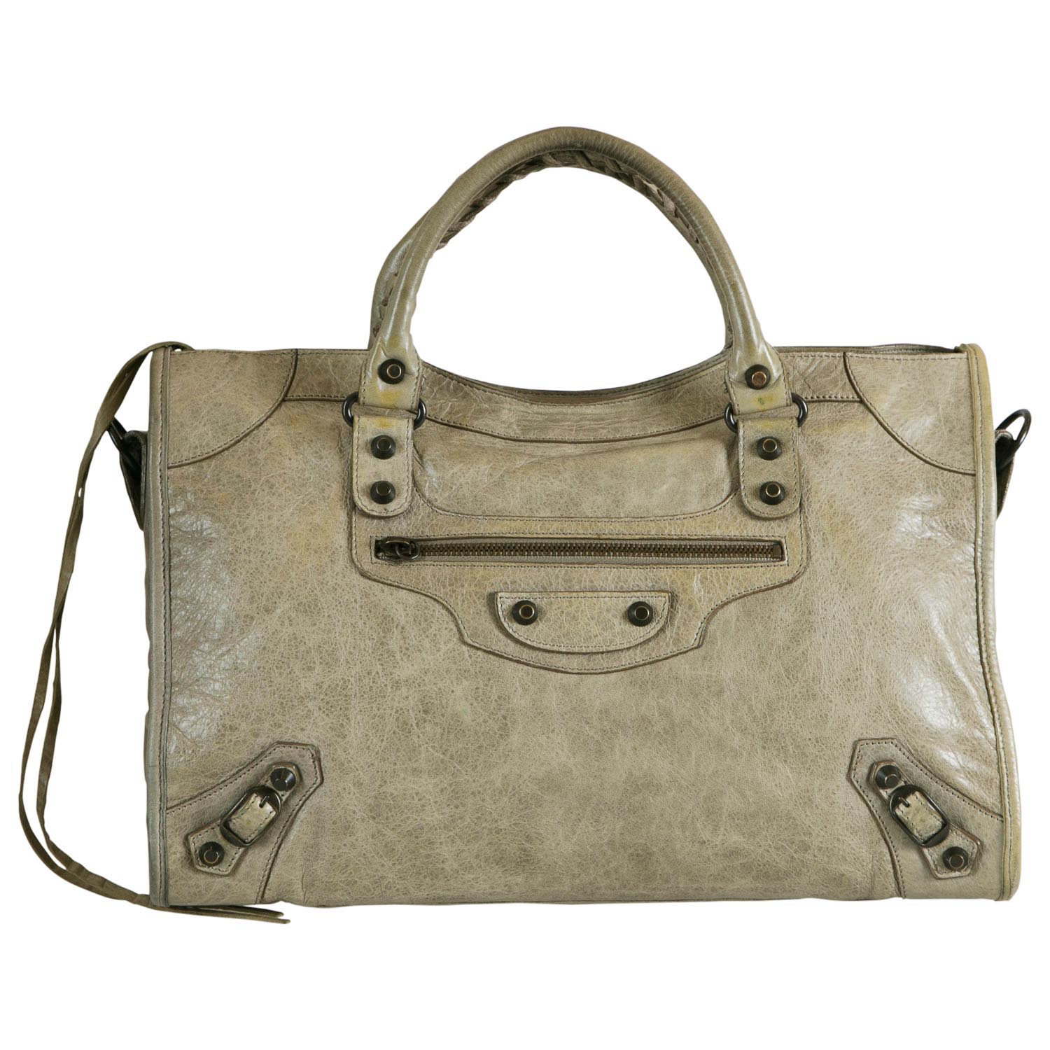 

Balenciaga Sage Green Leather City Tote