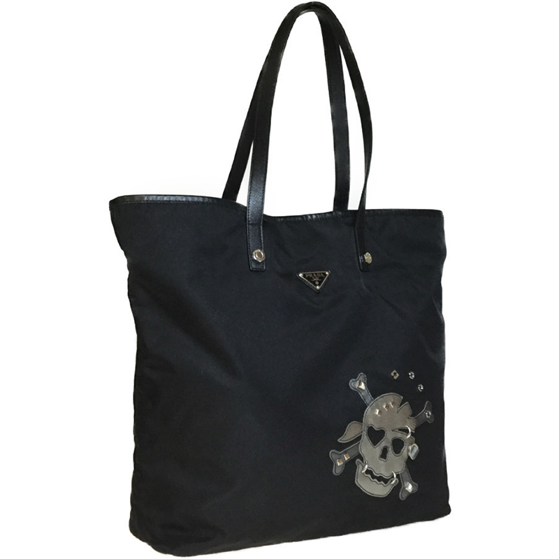 

Prada Black Nylon Skull Tote