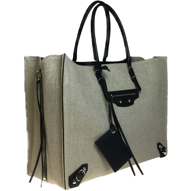 

Balenciaga Beige/Black Canvas And Leather Tote