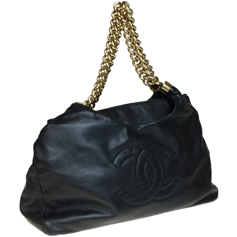 

Chanel Black Leather Chain Tote Bag