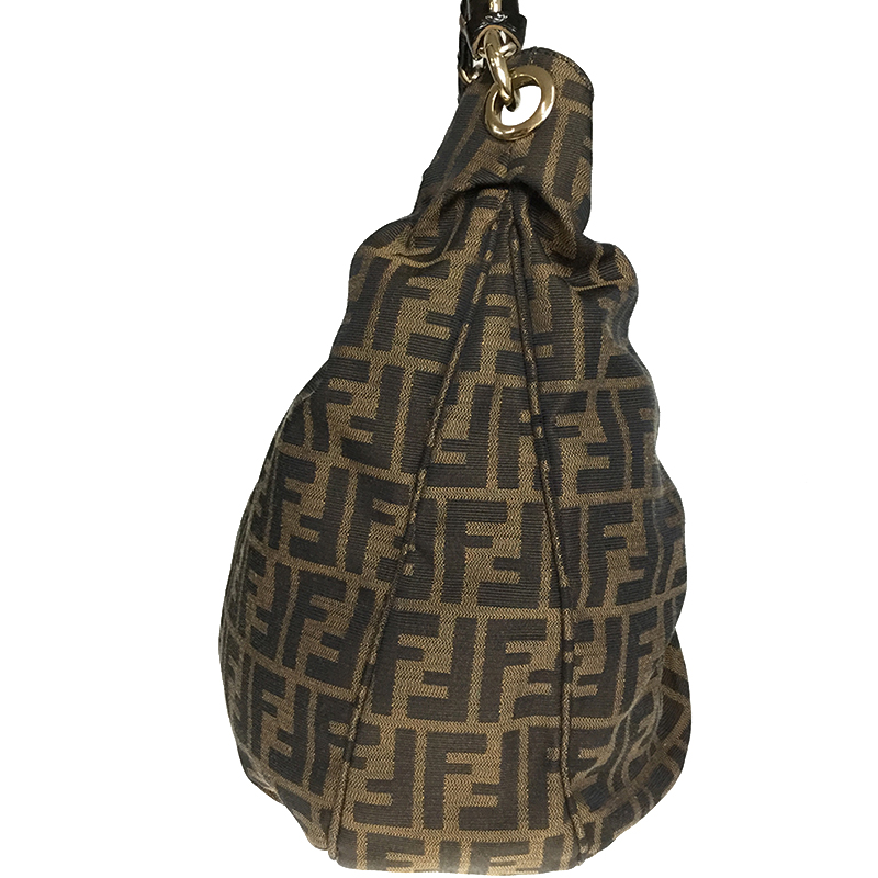

Fendi Brown Zucca Canvas Mia Hobo