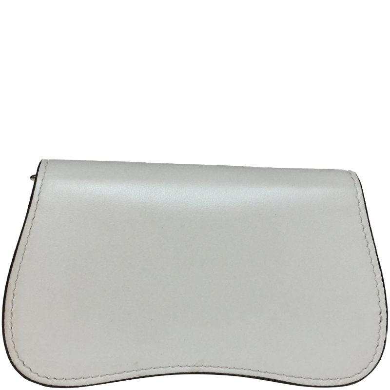 

Prada White Leather City Calf Micro Chain Pochette