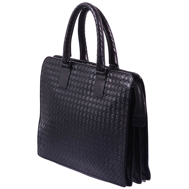 

Bottega Veneta Black Intreciato Leather Briefcase