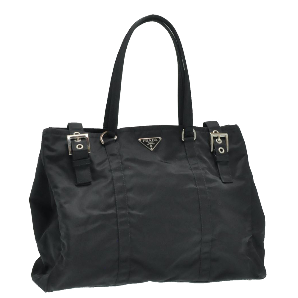 

Prada Black Canvas Nylon Tote Bag