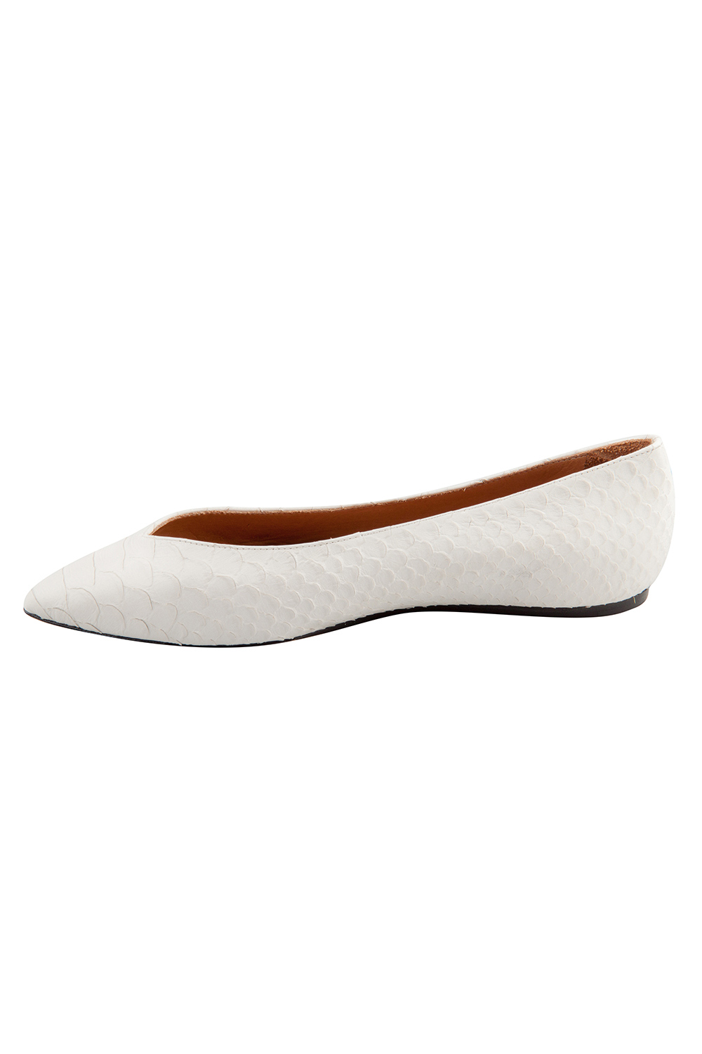 Pre Owned Isabel Marant White Python Embossed Leather Plumy Pointed Toe Ballet Flats Size 39