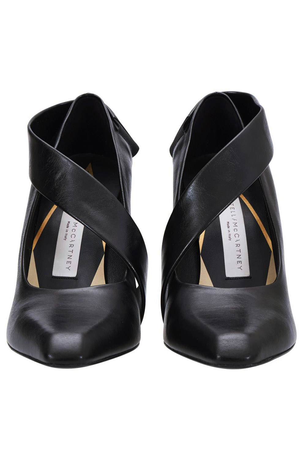 

Stella McCartney Black Faux Leather Wooden Heel Pumps Size