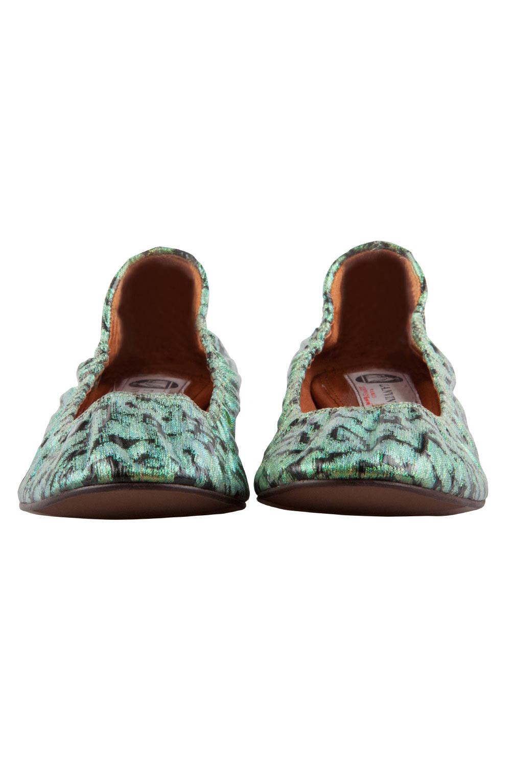 

Lanvin Green/Black Coated Glitter Canvas Ballet Flats Size