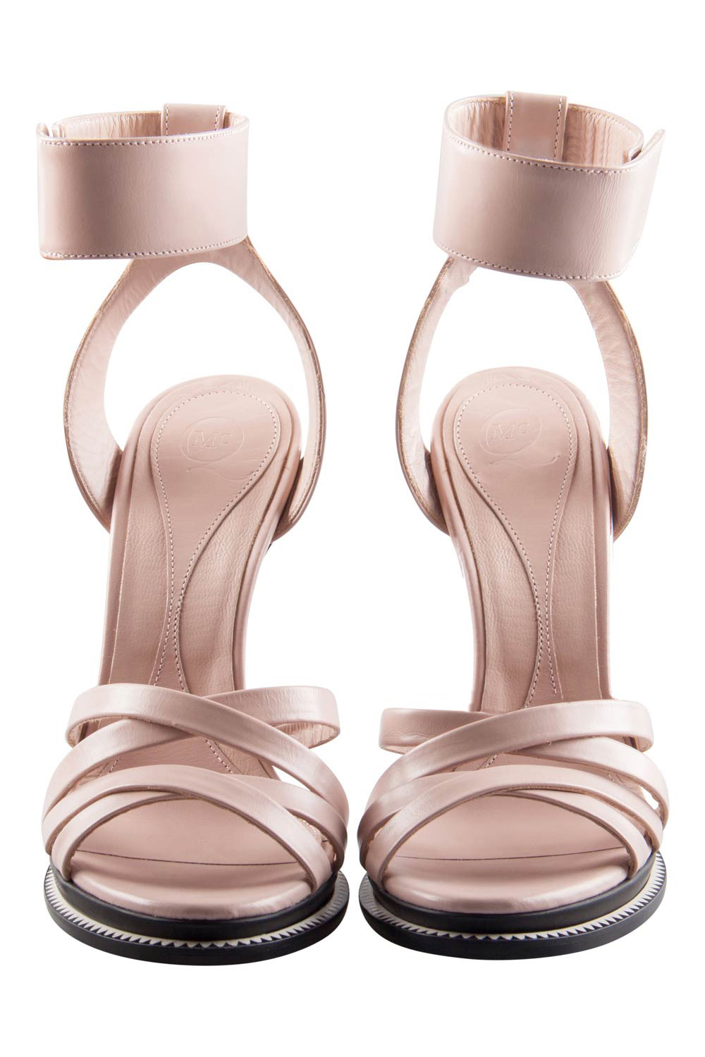 

Alexander McQueen Pink Leather Mini Criss Cross Ankle Cuff Sandals Size