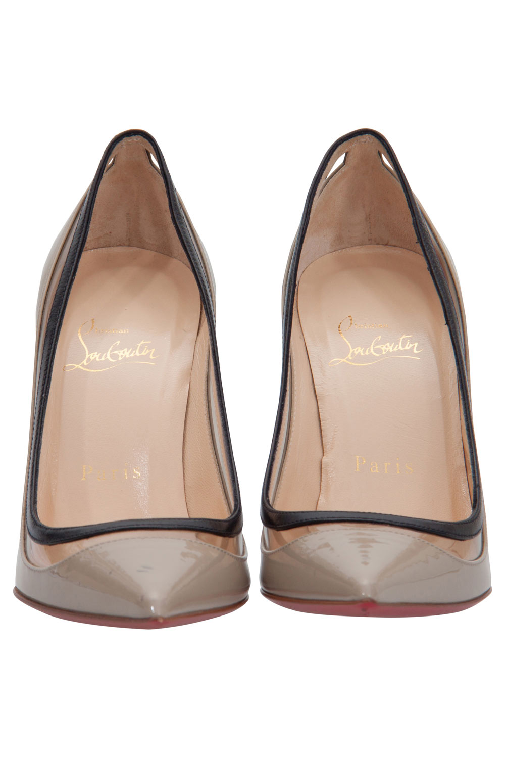 

Christian Louboutin Beige Patent Leather And PVC Paulina Pointed Toe Pumps Size