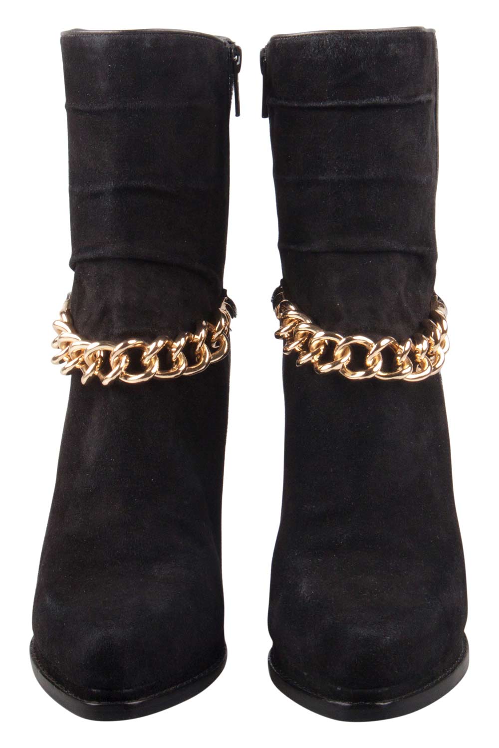 

3.1 Phillip Lim Black Suede And Calf Hair Berlin Chain Detail Ankle Boots Size