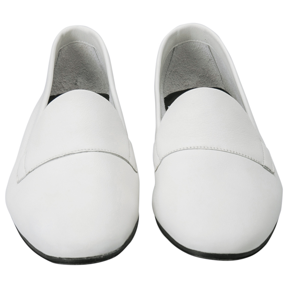 

Pierre Hardy White Leather Jacno Slip On Loafers Size