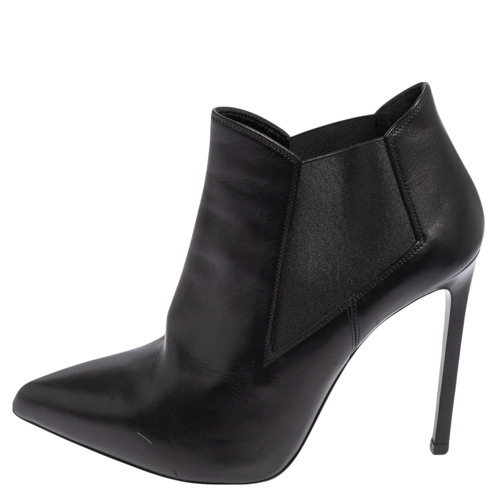 

Saint Laurent Black Leather Chelsea Stretch Ankle Boots Size