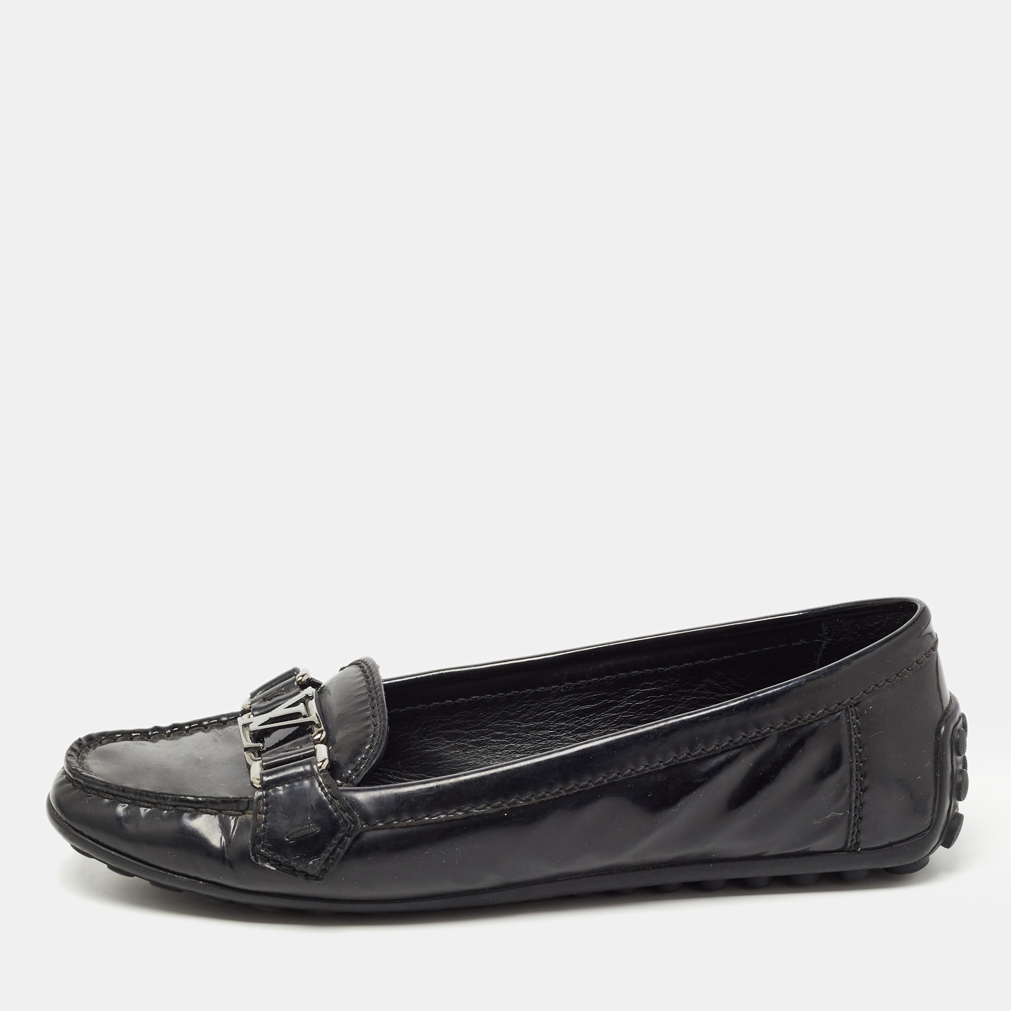 

Louis Vuitton Black Patent Leather Oxford Loafers Size