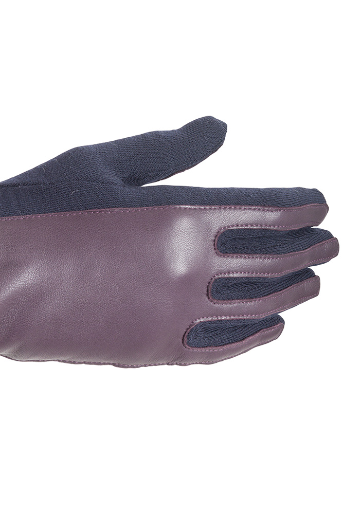 

Lanvin Burgundy/Navy Leather Wool Long Gloves