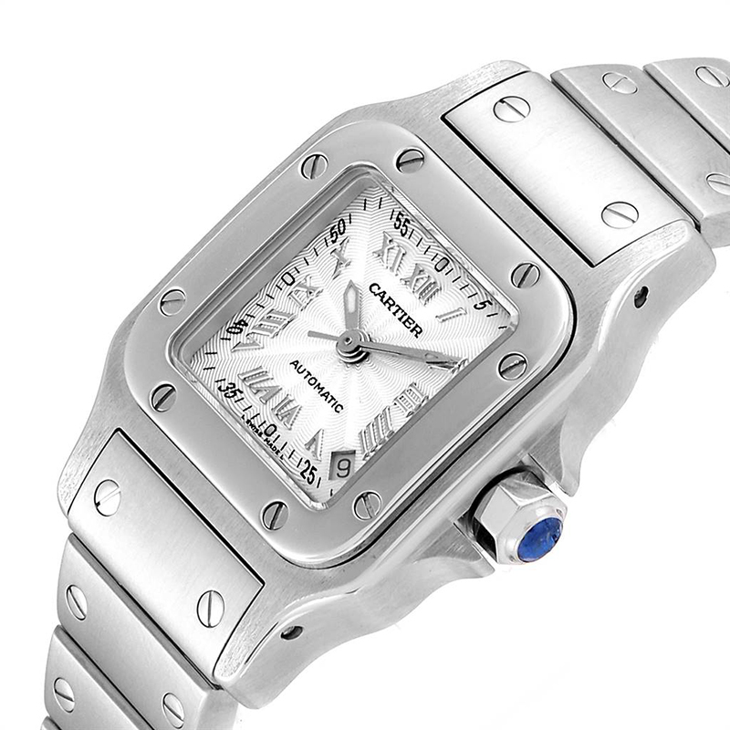 

Cartier White Stainless Steel Santos Galbee W20044D6 Women's Wristwatch, Silver