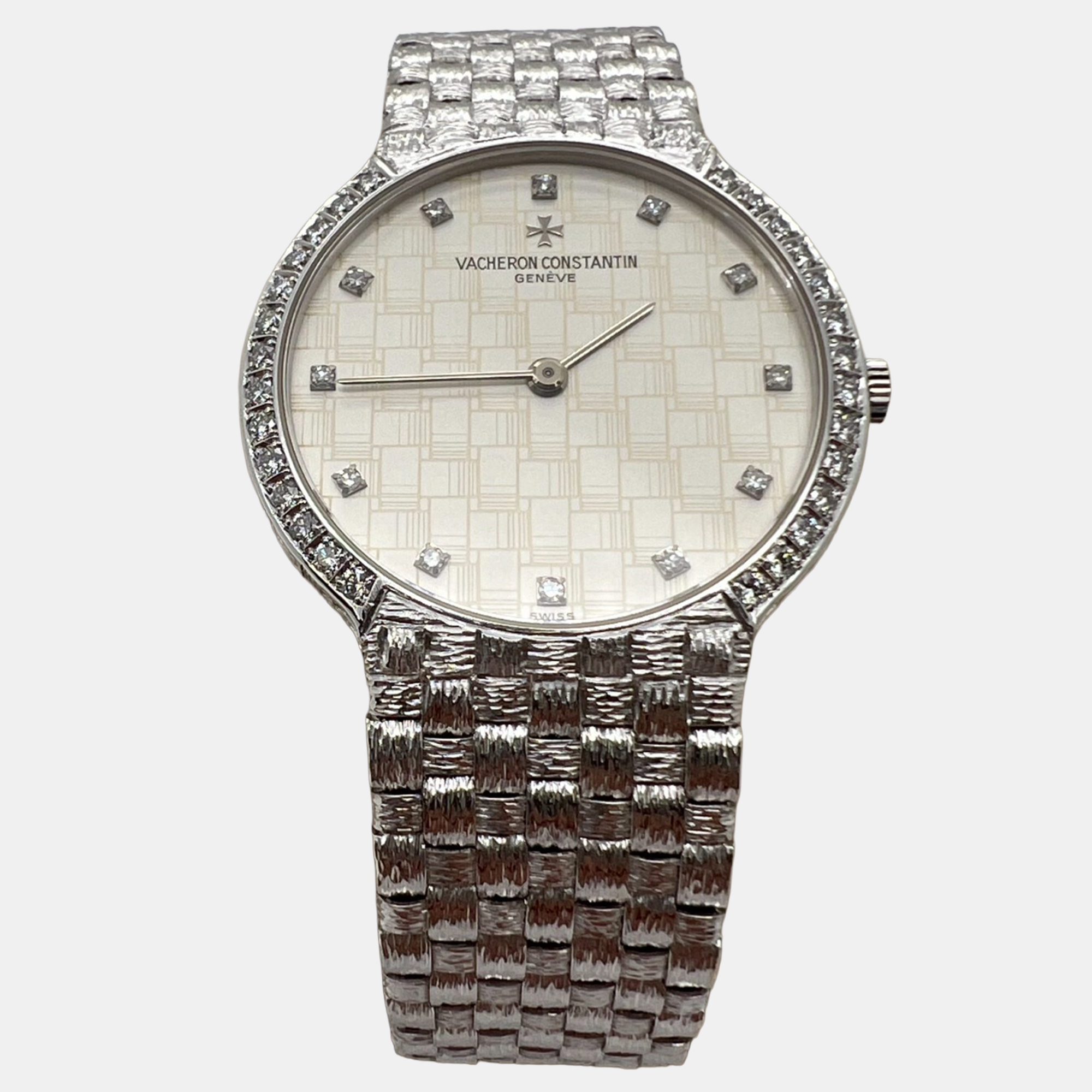 

Vacheron Constantin Patrimony Manual Winding Diamond Dial 18K White Gold Women's Wristwatch 32 mm, Silver