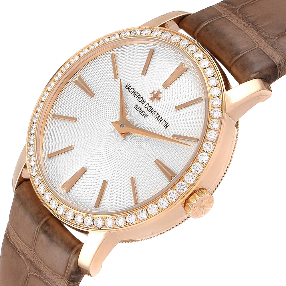 

Vacheron Constantin Silver Diamonds 18k Rose Gold Traditionnelle 81590 Women's Wristwatch 33 MM