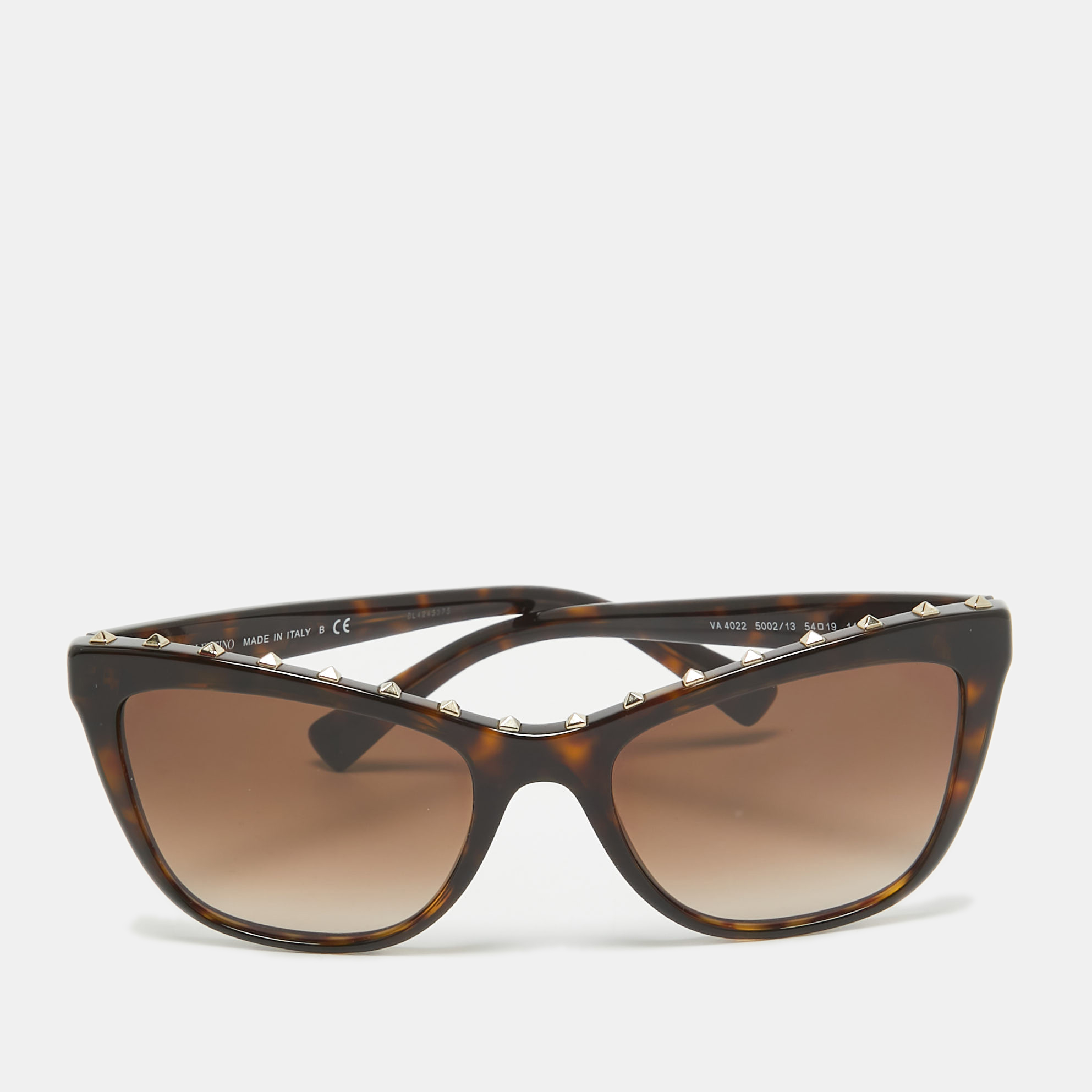 Pre-owned Valentino Brown Gradient Va 4022 Rockstud Cat Eye Sunglasses