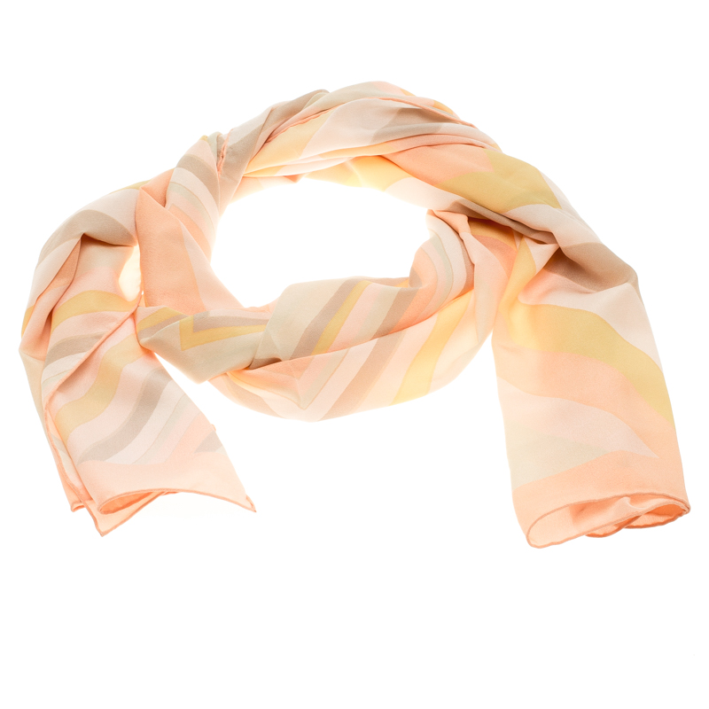 Pre Owned Valentino Native Couture Pastel Striped Diamond Print Silk Scarf