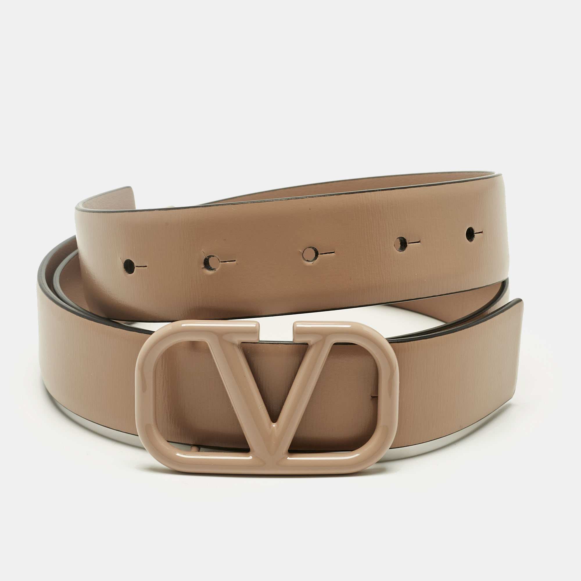 

Valentino Beige Leather VLogo Reversible Belt 85CM