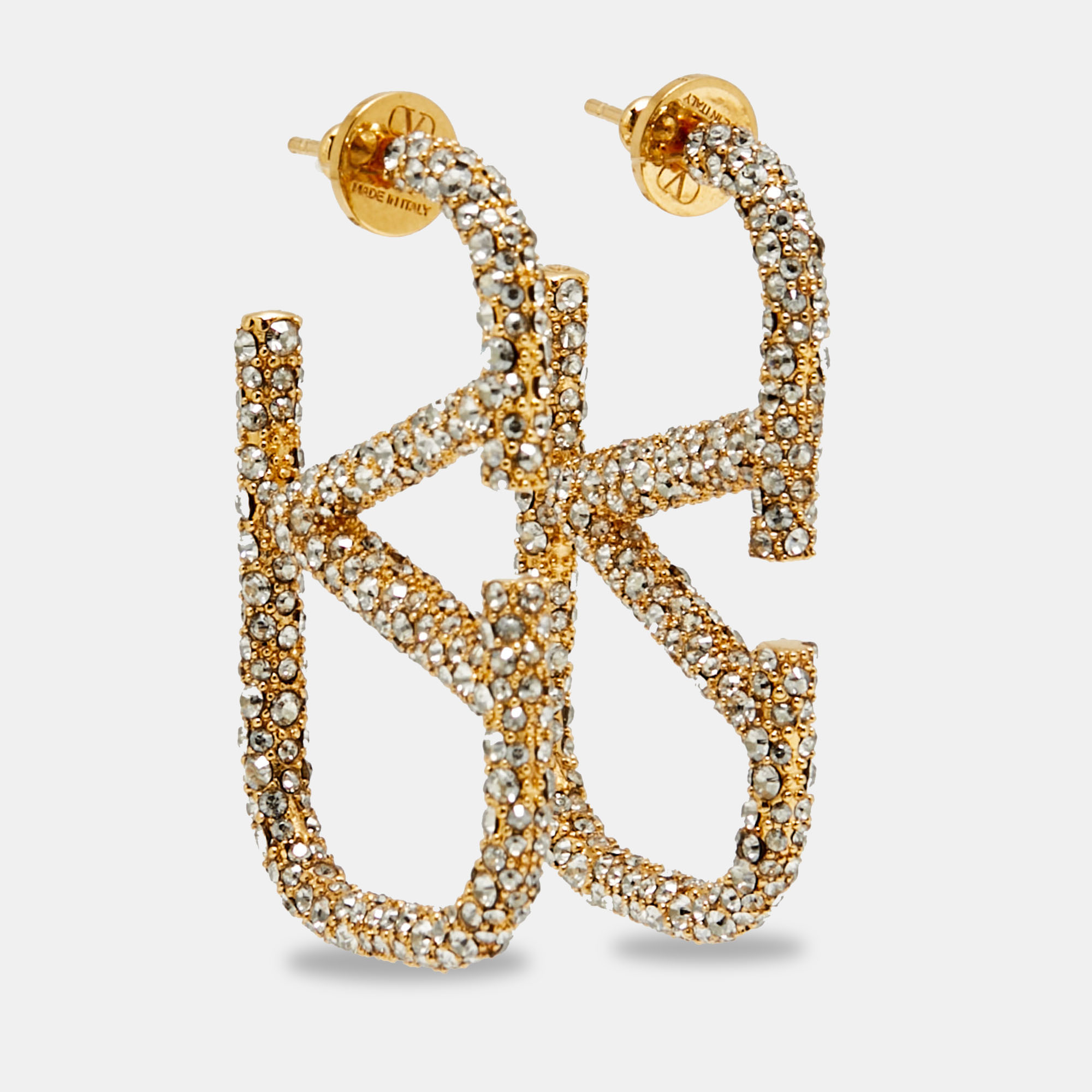 

Valentino VLogo Crystals Gold Tone Earrings