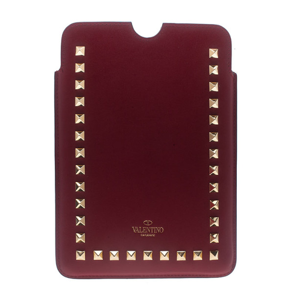 Pre Owned Valentino Red Leather Rockstud iPad Case