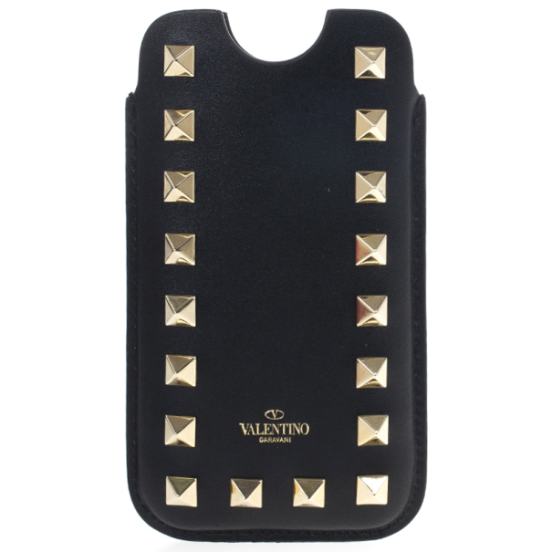 مملوكة مسبقًا Valentino Black Leather Rockstud iPhone 5/5S Case