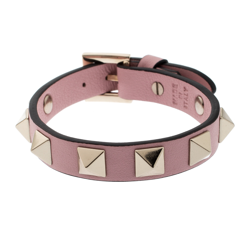 Pre Owned Valentino Loto Leather Rockstud Bracelet