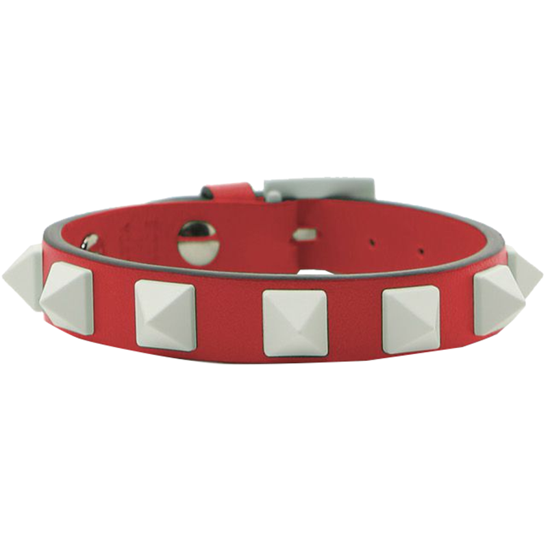 مملوكة مسبقًا Valentino Rosso V. Leather Rockstud Bracelet
