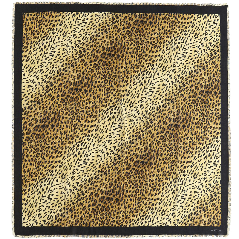 Pre Owned Valentino Wild Leopard Printed Modal and Cashmere Shawl