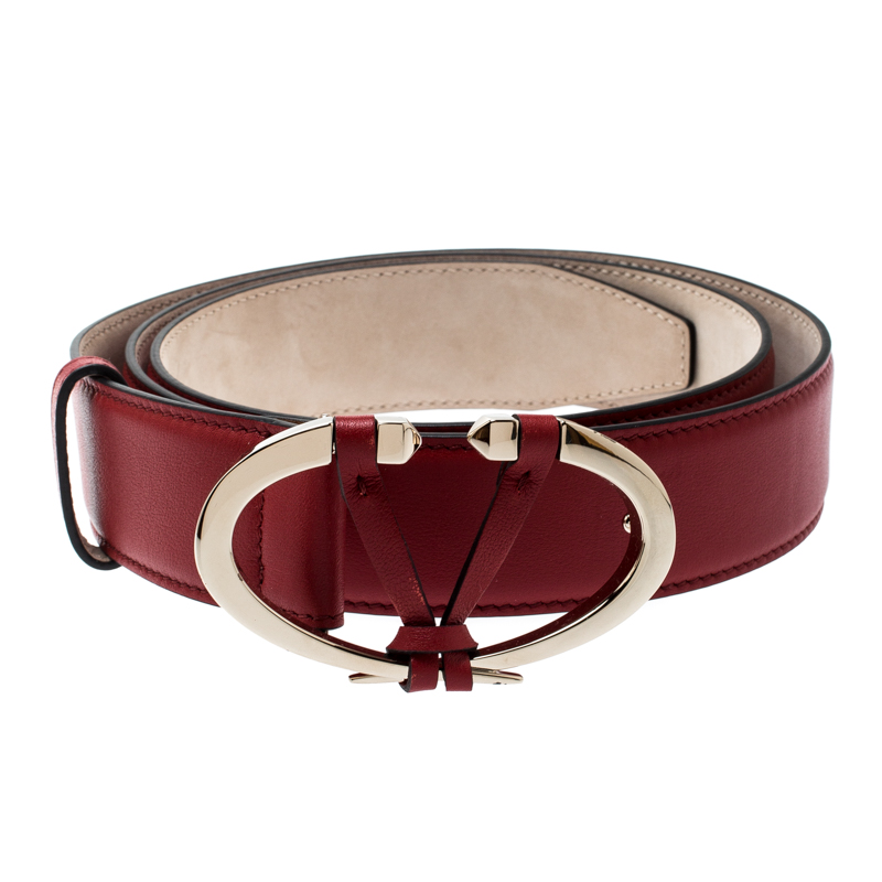 

Valentino Rosso V. Leather V Rivet Belt, Red