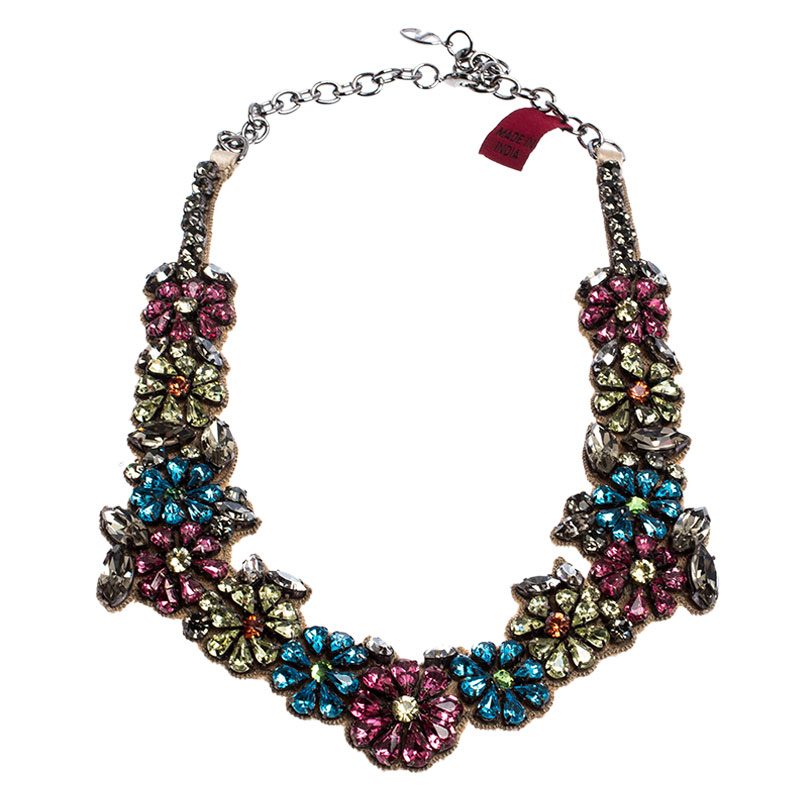 Valentino Romantic Flower Multicolor Crystal Statement Necklace ...