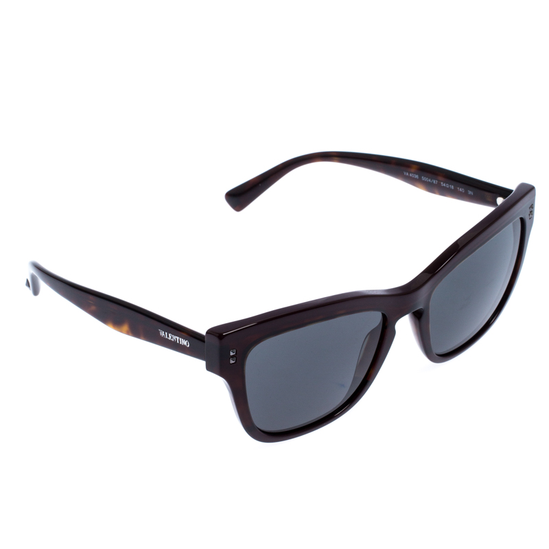 Pre-owned Valentino Havana/black Va4036 Wayfarer Sunglasses