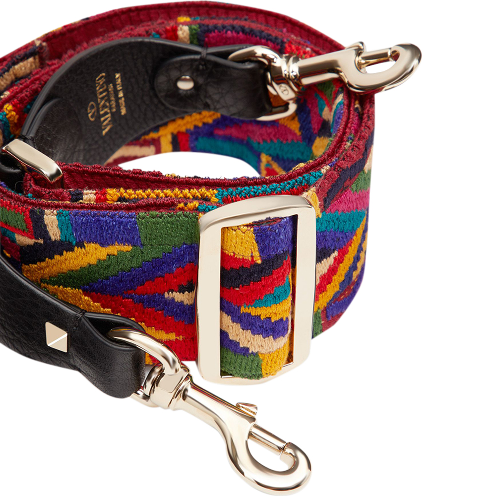 

Valentino Multicolor Native Couture 1975 Embroidery Guitar Rockstud Bag Strap