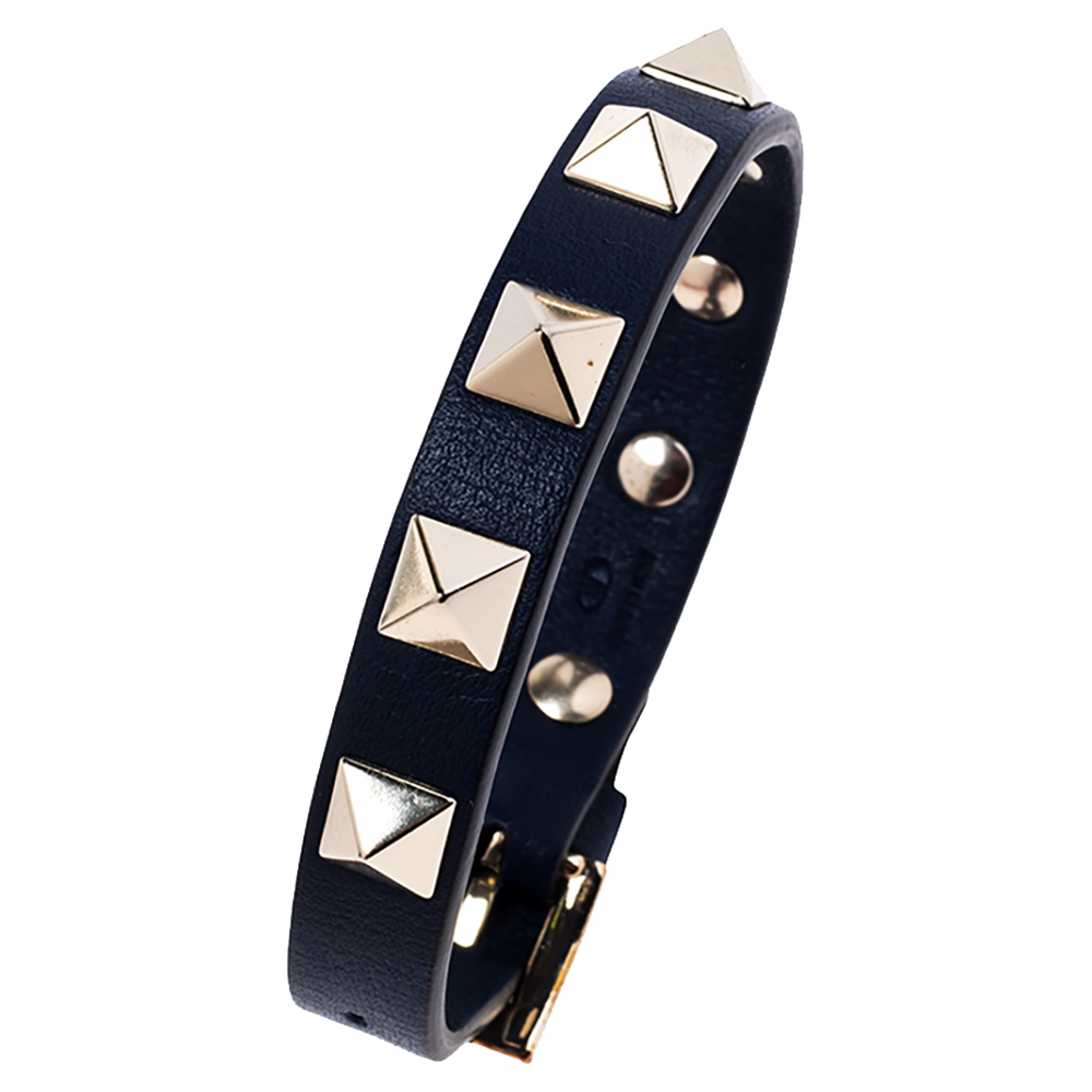

Valentino Blue Leather Rockstud Bracelet