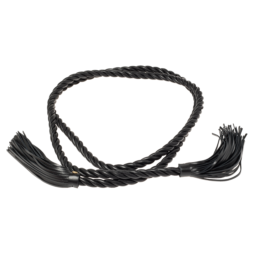 

Valentino Black Leather The Rope Belt Size