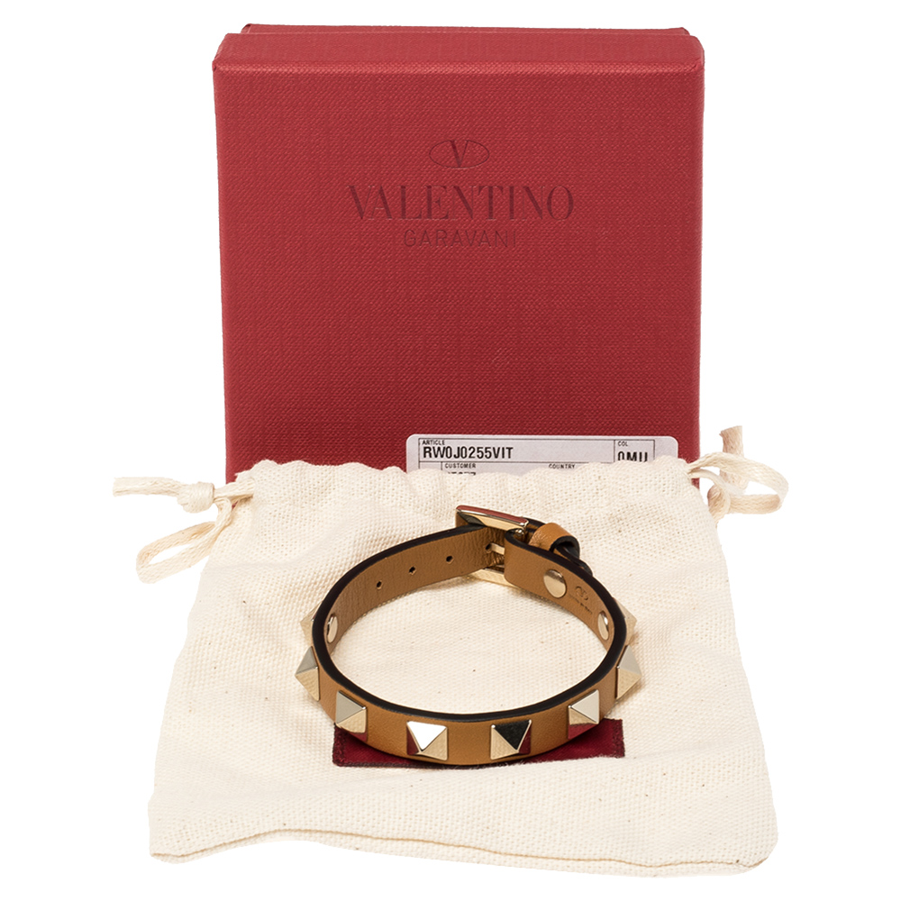 

Valentino Tan Leather Rockstud Bracelet