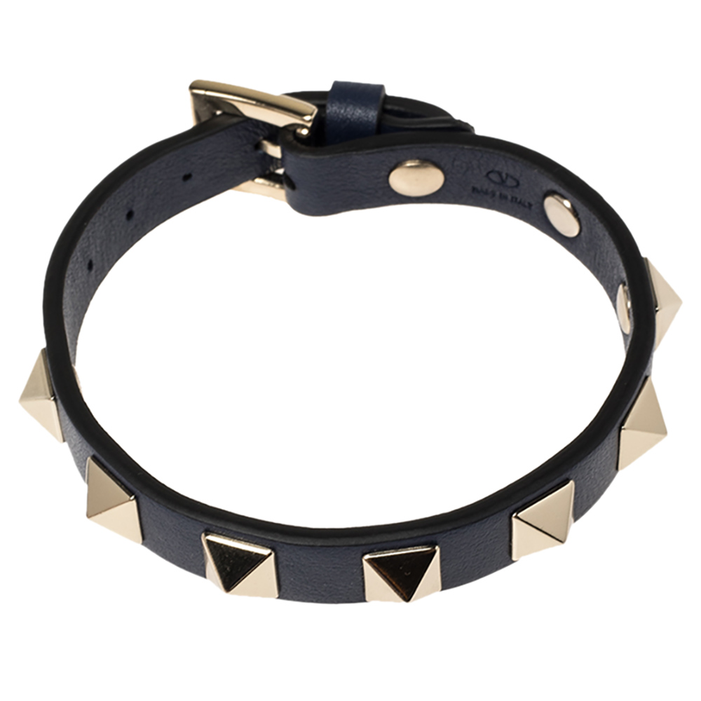

Valentino Blue Leather Leather Rockstud Bracelet