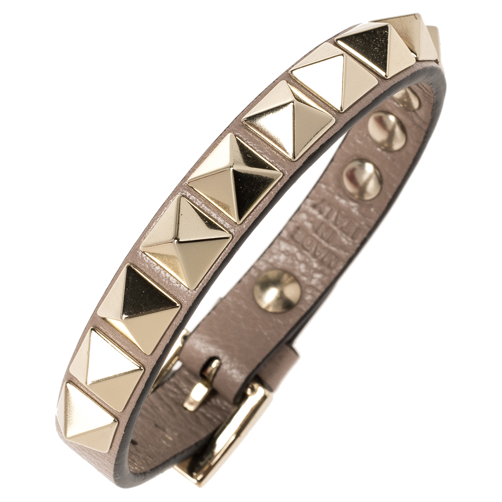 

Valentino Poudre Leather Rockstud No Limit Bracelet, Pink