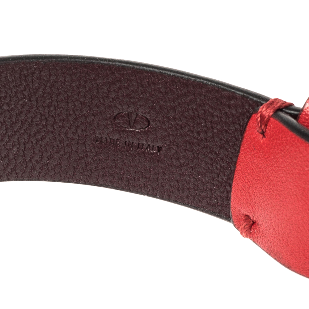 

Valentino Red Leather Love Vlogo Bracelet